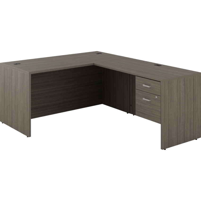 Offices to Go® Newland™ L-Shaped Desk with Hanging Pedestal 60"W x 78"D x 29-3/5"H Absolute Acajou