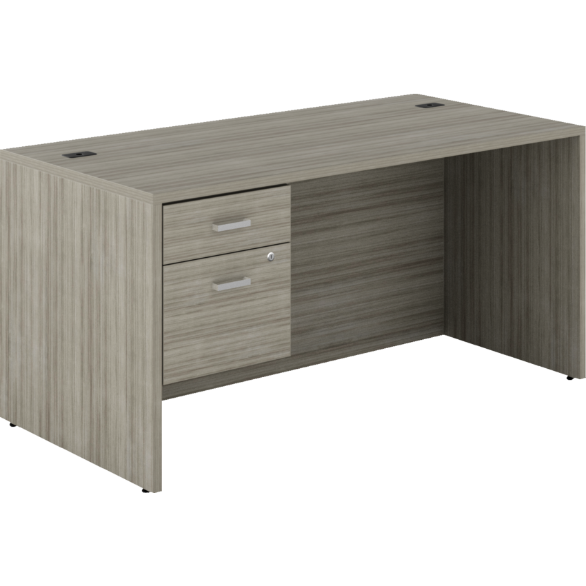 Offices to Go® Newland™ Single Pedestal Desk Hanging Box/File 60"W x 29-7/10"D x 29-3/5"H Noce Grigio finish