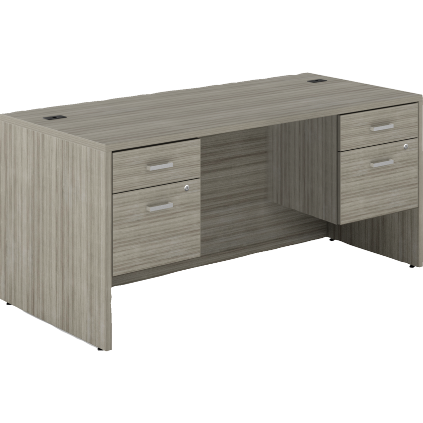 Offices to Go® Newland™ Double Pedestal Desk Hanging Box/File 66"W x 29-7/10"D x 29-3/5"H Noce Grigio finish