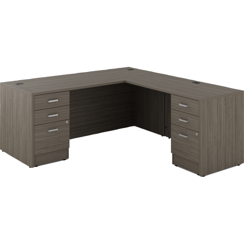 Offices to Go® Newland™ L-Configuration Suite with Box/Box/File Pedestal Double 72"W x 77-7/10"D x 29-3/5"H Absolute Acajou finish