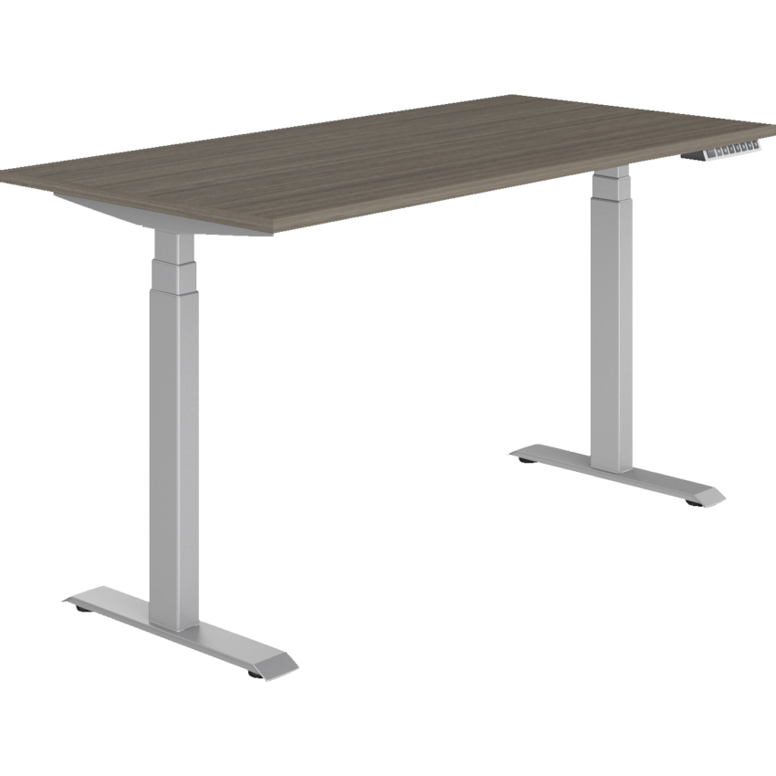 Offices to Go® Newland™ Electric Height Adjustable Table 3-stage 58"W x 23"D x 22-3/5"-48-1/5"H Tungsten Base Absolute Acajou finish
