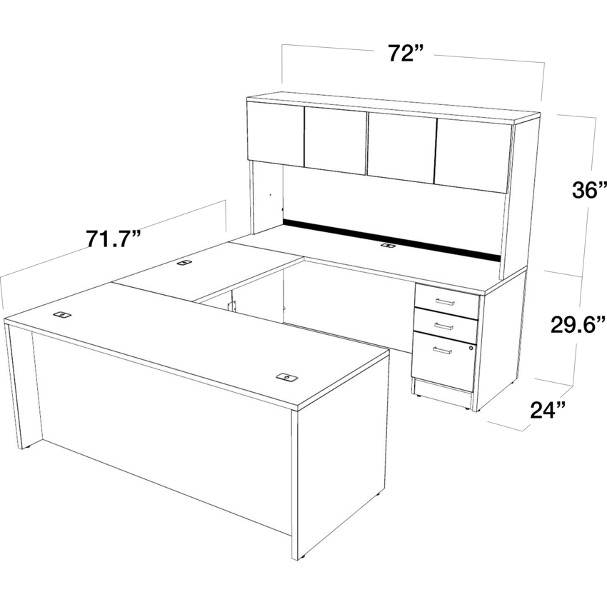 Offices To Go® Newland™ U-Shaped Suite 72"W x 96"D x 29-3/5"H Absolute Acajou finish