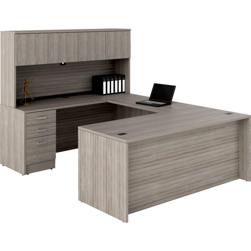 Offices To Go® Newland™ U-Shaped Suite 72"W x 96"D x 29-3/5"H Noce Grigio finish