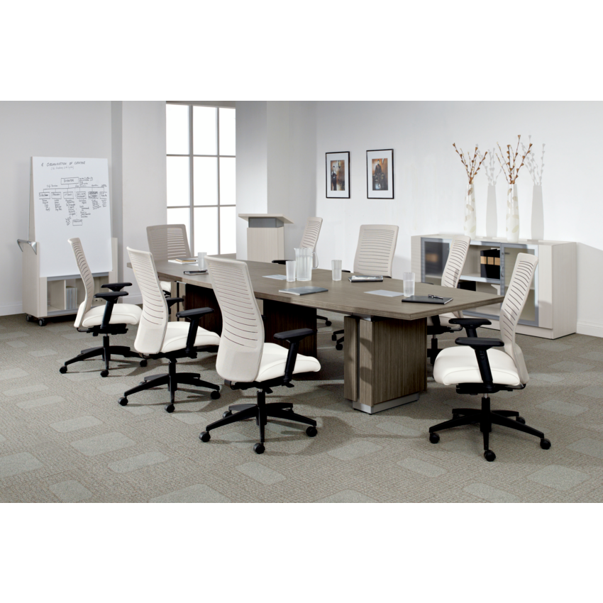 Global® Zira Boardroom Boat Shaped Table 144"W x 48"D x 30"H Absolute Acajou