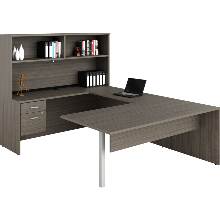 Offices To Go® Newland™ U-Shaped Suite 72"W x 102"D x 65-3/5"H Absolute Acajou finish