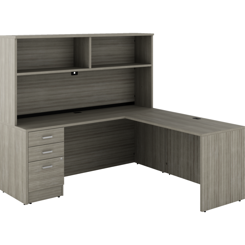 Offices to Go® Newland™ Supervisor L-Shaped Suite Box/box/file 72"W x 72"D x 65-3/5"H Noce Grigio finish