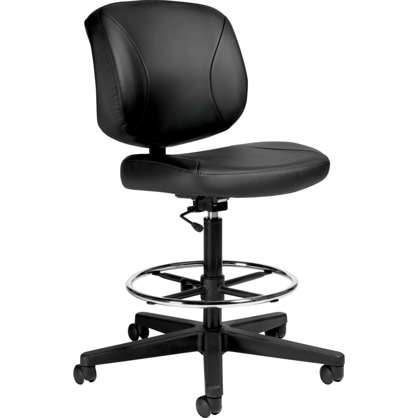 Offices to Go Yoho Armless Drafting Task Chair with Footrest Fabric LuxPlus Black