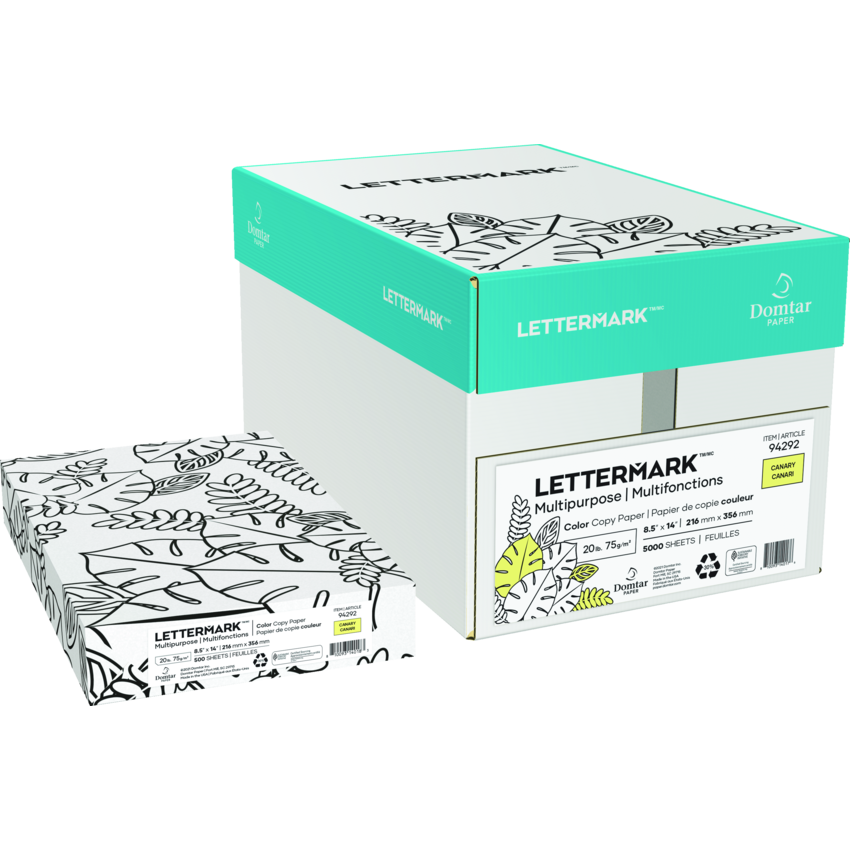 Domtar Lettermark™ Colors Multipurpose Coloured Paper Legal Canary 500/pkg