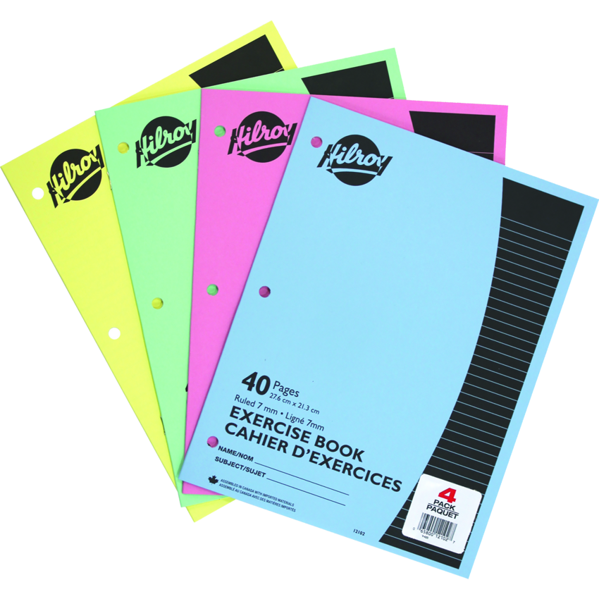 Hilroy Stitched Exercise Books 40 pages Assorted Colours 4/pkg