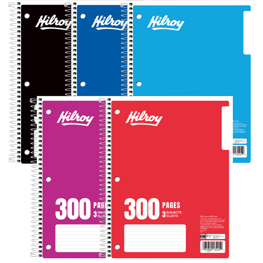 Hilroy 3-Subject Notebook Ruled 10-1/2x8" 300pgs