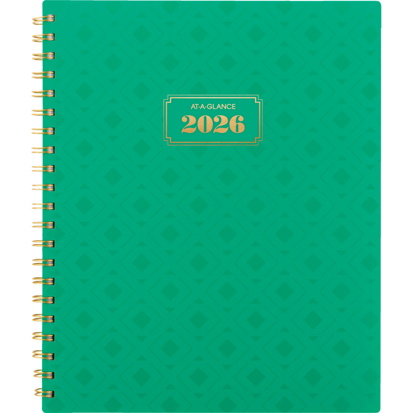 AT-A-GLANCE® Badge Geo Weekly/Monthly Planner 11" x 9" Bilingual Teal