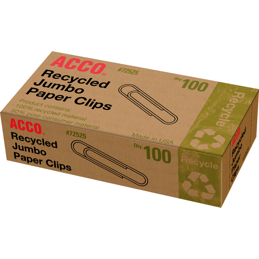 ACCO® Recycled Paper Clips #4 Jumbo 100/box