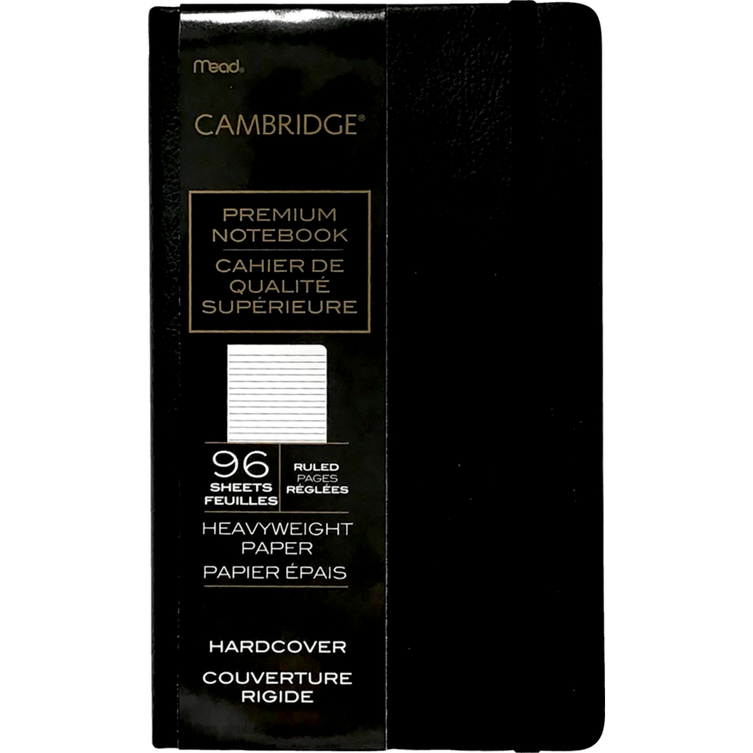 Mead® Cambridge® Premium Hard Cover Notebook 8-1/4"" x 5" Black