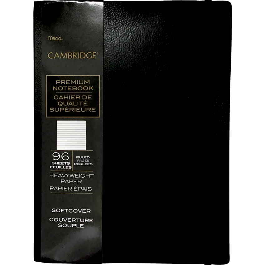 Mead® Cambridge® Premium Soft Cover Notebook 10" x 7-1/2" Black