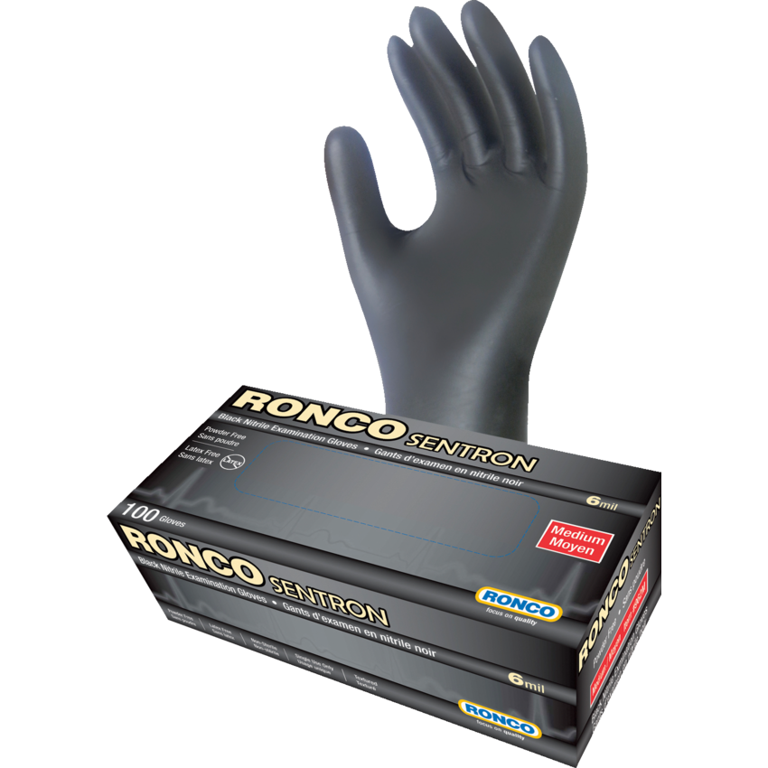 RONCO Sentron™ 6 Examination Gloves Medium Black 100/box