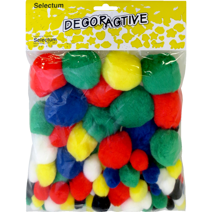 Selectum Decorative Pom Pom's Assorted Colours 100/pkg