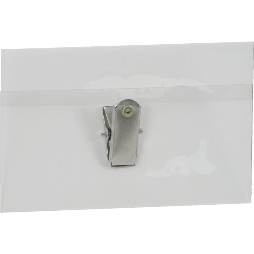 Merangue Fold-Over Name Badge Kits Clip Holder 2-1/4" x 3-1/2" Clear 10/pkg