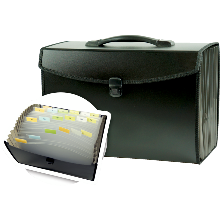 Winnable Portable Poly File 21 Pocket with Tab Inserts Letter/Legal Black