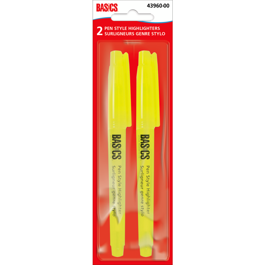 Basics® Pen Style Highlighters Yellow 2/pkg