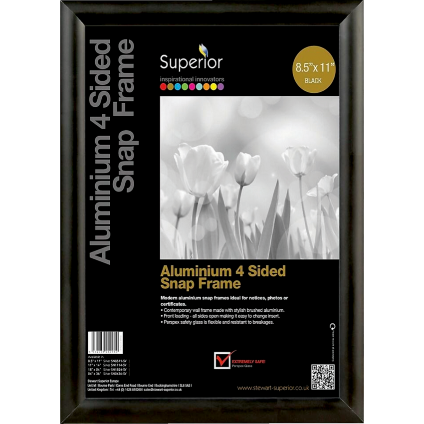 Seco Snap Frame Sign Holder 8-1/2" x 11" Black