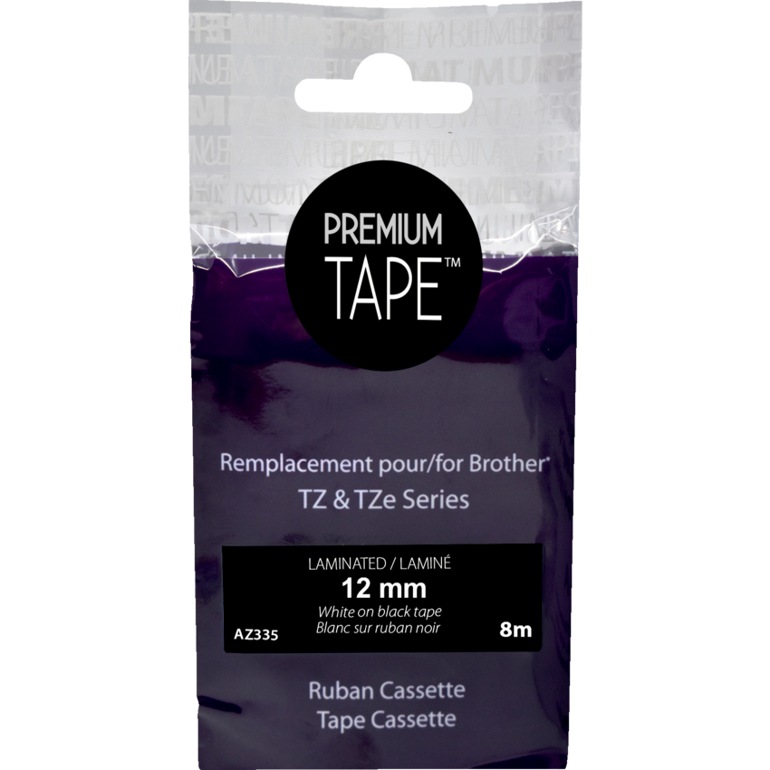Premium Tape™ Compatible Replacement Tape TZ-335 1/2" x 26' White on Black