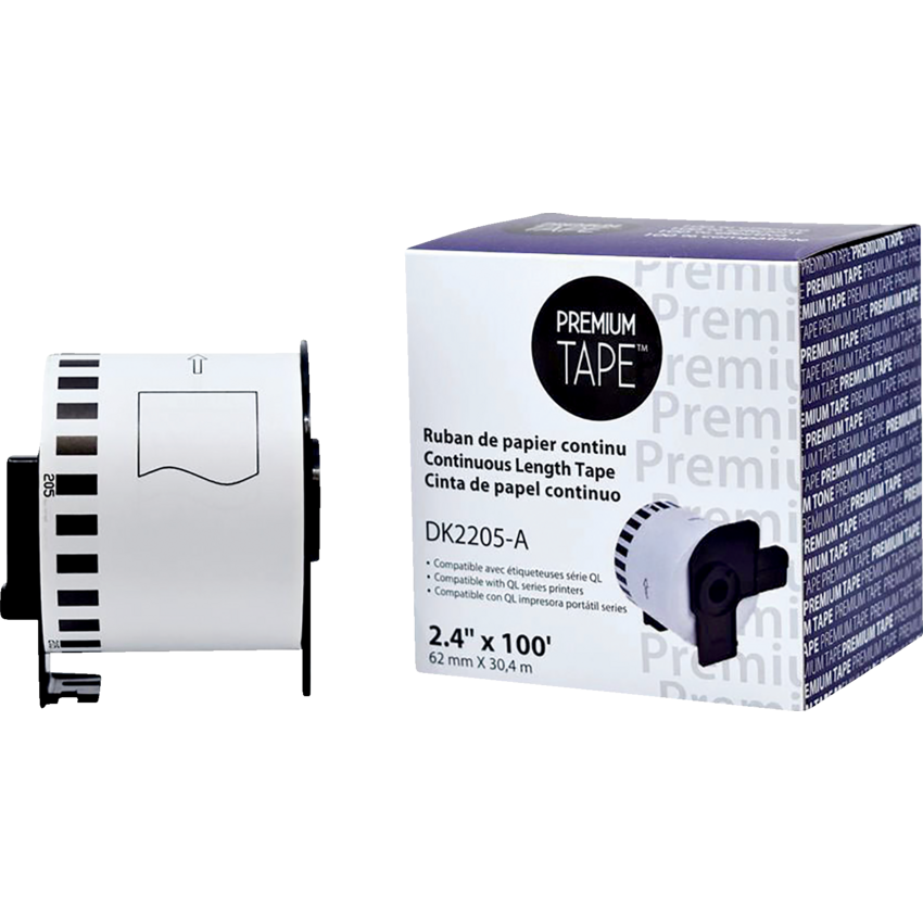 Premium Tape™ Compatible Replacement Tape Brother DK-2205 2-2/5" x 100' Black on White