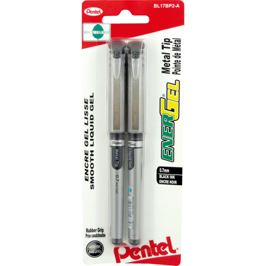 Pentel® EnerGel® Liquid Gel Pens 0.7 mm Black 2/pkg