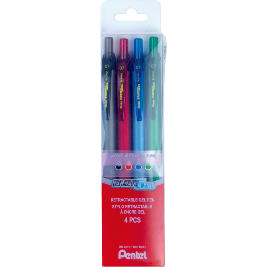 Pentel® EnerGel® Metallic Retractable Gel Pens 0.7 mm Assorted Colours 4/pkg