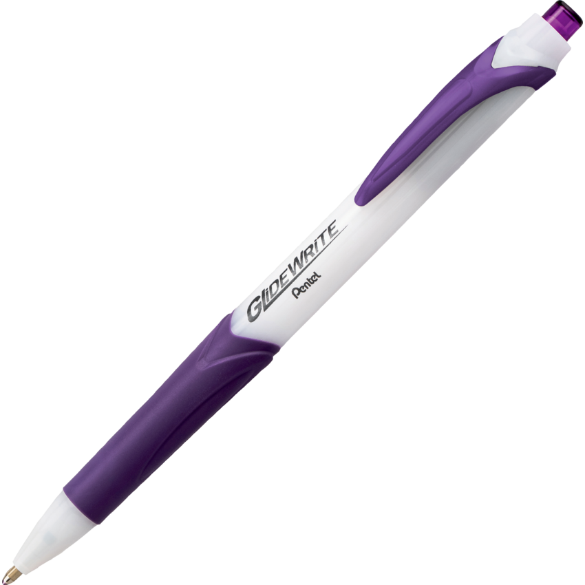 Pentel® GlideWrite™ Retractable Ball Point Pens Bold Point Purple 12/box