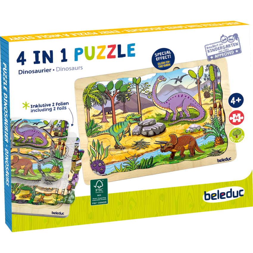 Beleduc 4-in-1 Dinosaurs Puzzle