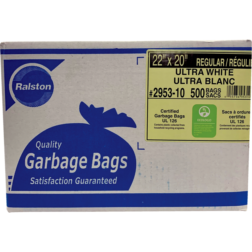 Ralston 2900 Series EcoLogo™ Industrial Garbage Bags Regular 22' x 20" White 500/ctn