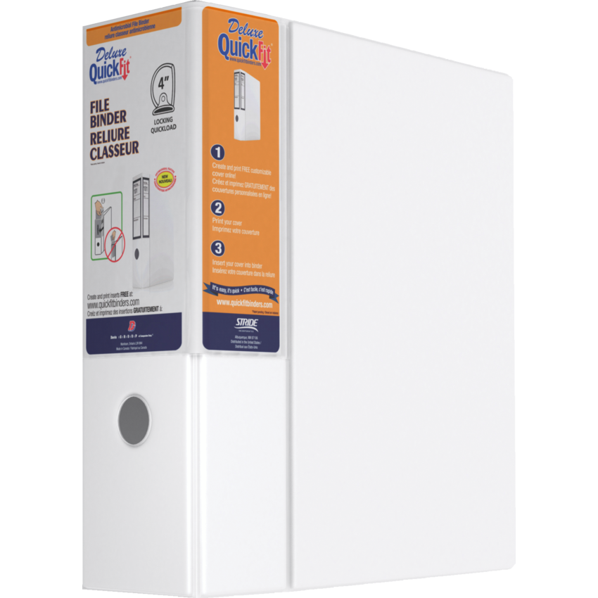 Davis Group Deluxe QuickFit® Heavy Duty D-Ring File Binder 4" White