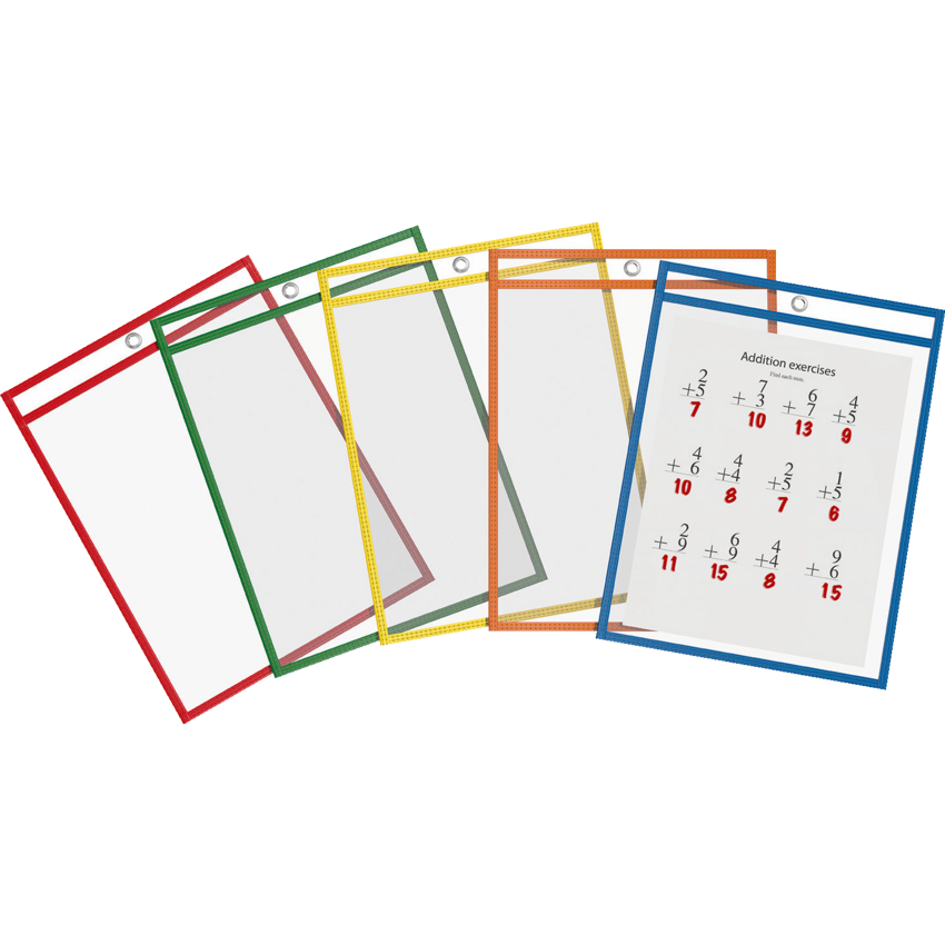 Davis Group QuickFit® Educational Dry-Erase Pockets 9" x 12" Assorted Colours 25/pkg