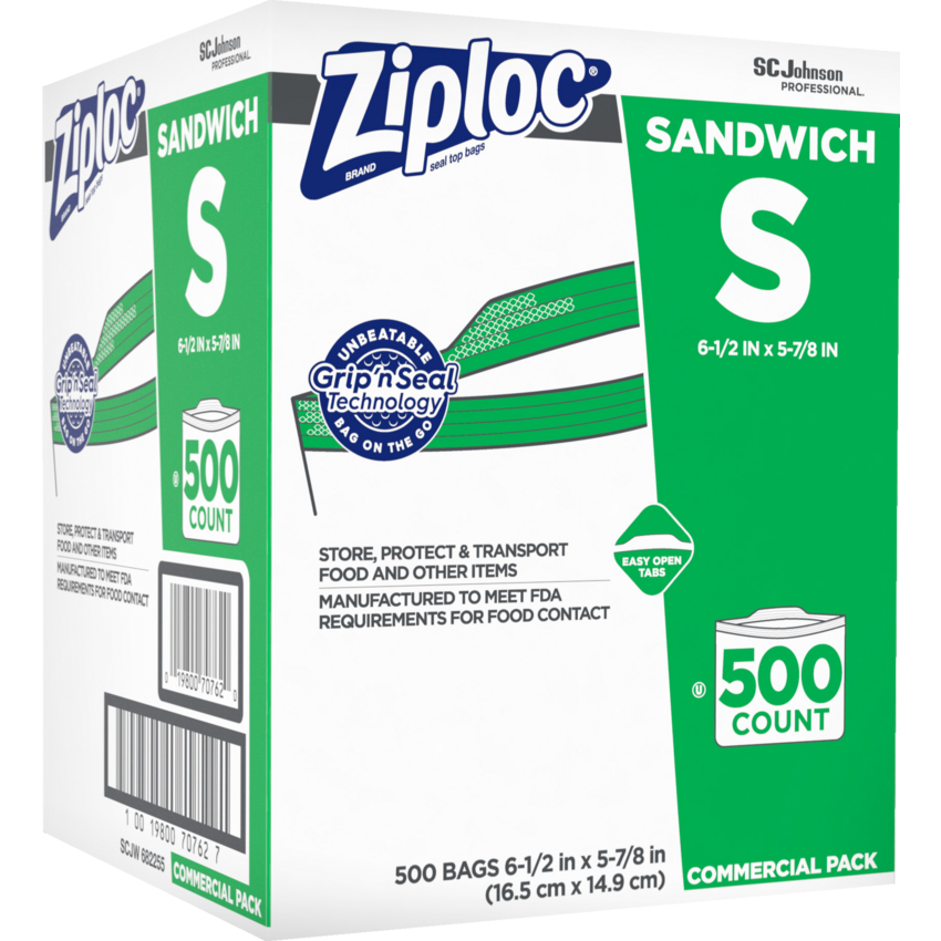 Ziploc® Sandwich Bags Small 6-1/2" x 5-7/8" 500/box
