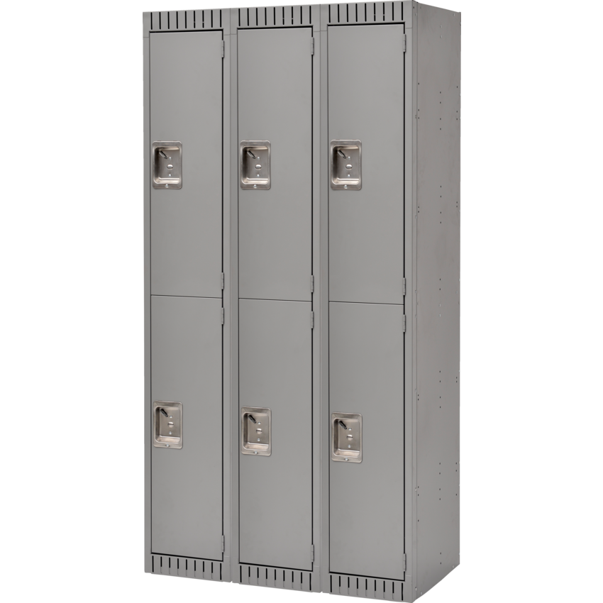 Kleton® RTA Steel Locker Double Basic Bank of 3 Grey