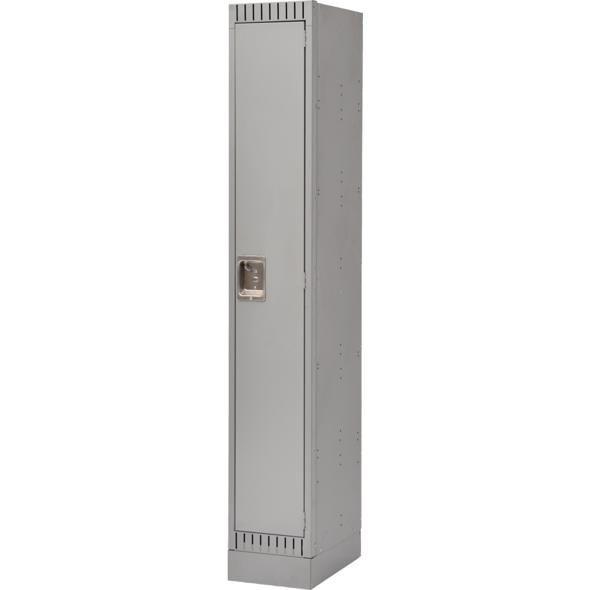 Kleton® RTA Steel Locker Single w/Recessed Base Bank of 1 Grey