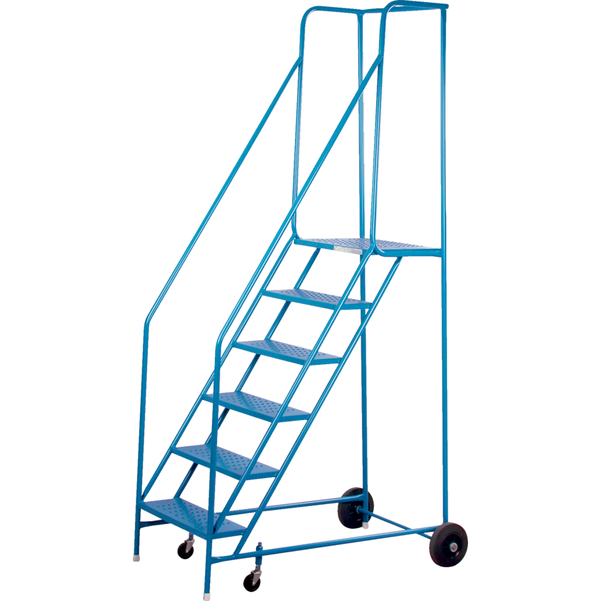 Kleton® Rolling Step Ladder w/Handrails 6-Step