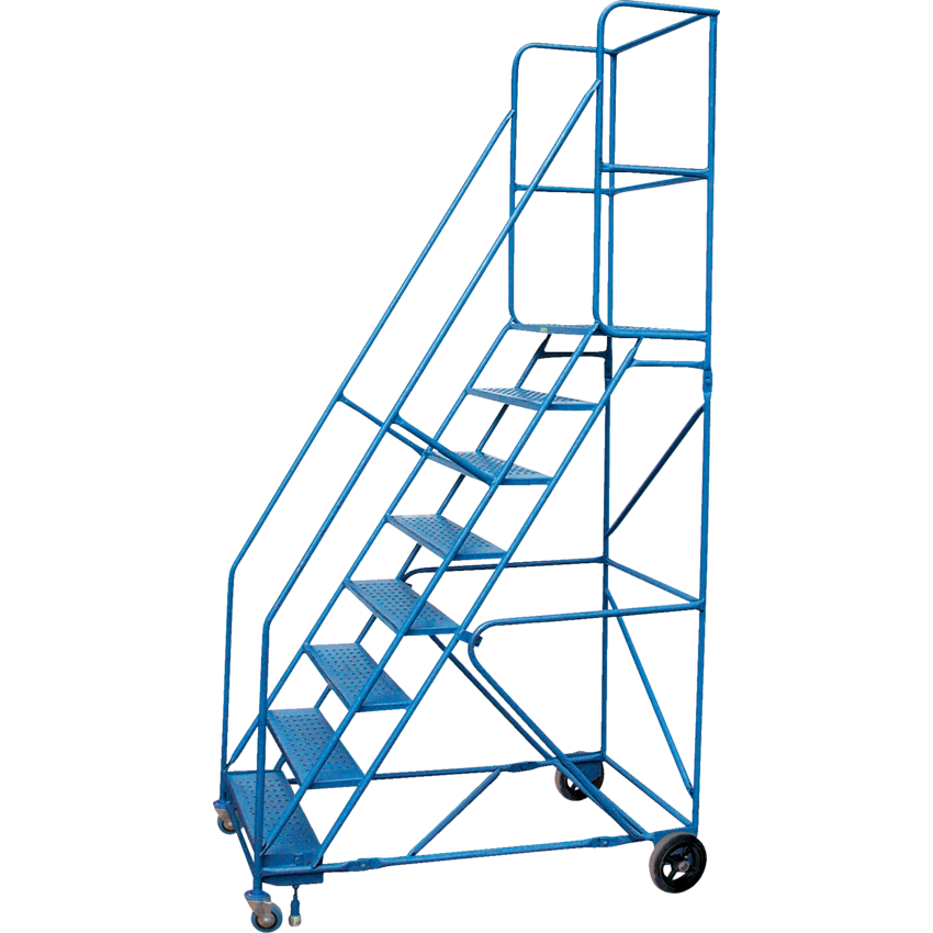 Kleton® Rolling Step Ladder w/Handrails 8-Step