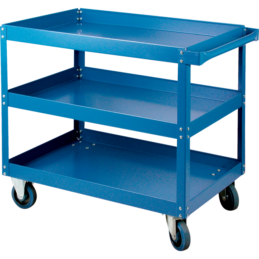 Kleton® Ready to Assemble Shelf Truck 3-Shelf 5" Polyolefin Casters 18"W x 30"D x 36"H