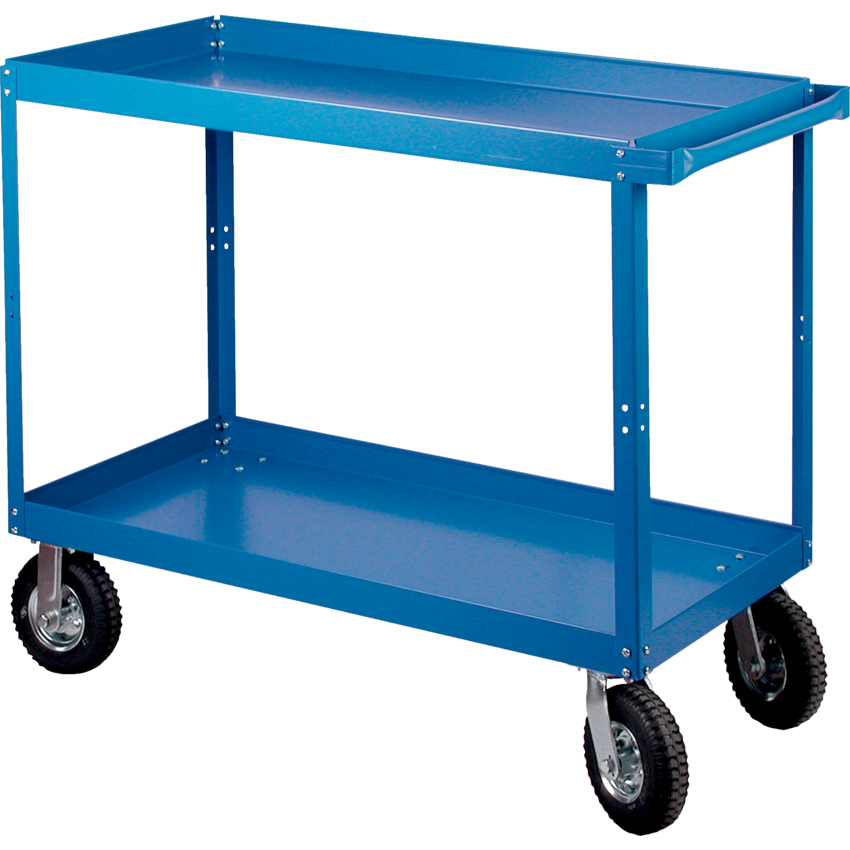 Kleton® Ready to Assemble Shelf Truck 2-Shelf 8" Pneumatic Casters 24"W x 48"D x 36"H