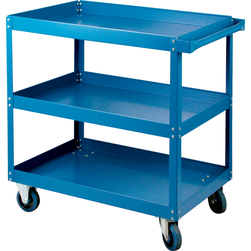 Kleton® Ready to Assemble Shelf Truck 3-Shelf 5" Rubber Casters 24"W x 36"D x 36"H