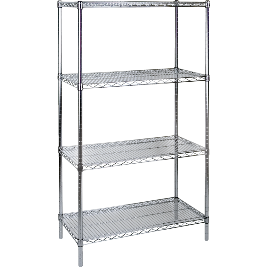 Kleton® Heavy Duty Chromate Wire Shelving 4 Shelves 30"W x 14"D x 63"H