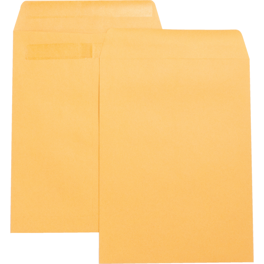 Business Source® Press-To-Seal Catalogue Envelopes 28 lb 9" x 12" Brown Kraft 100/box