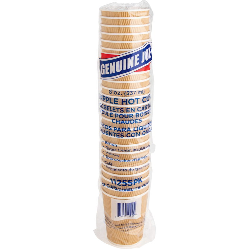 Genuine Joe® Ripple Cups 8 oz Brown 25/pkg