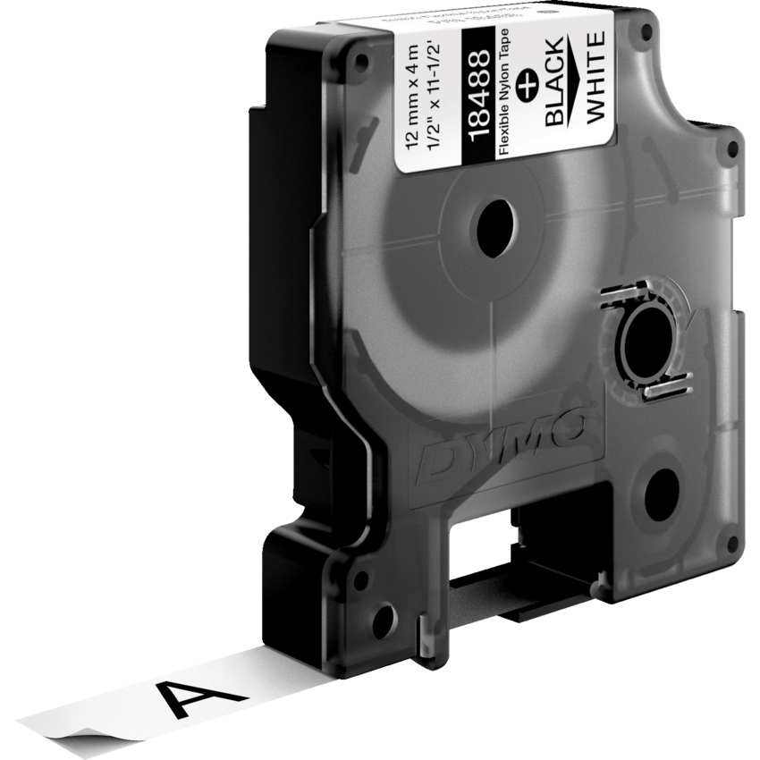 DYMO® Rhino® Flexible Nylon Tape 1/2" Black on White