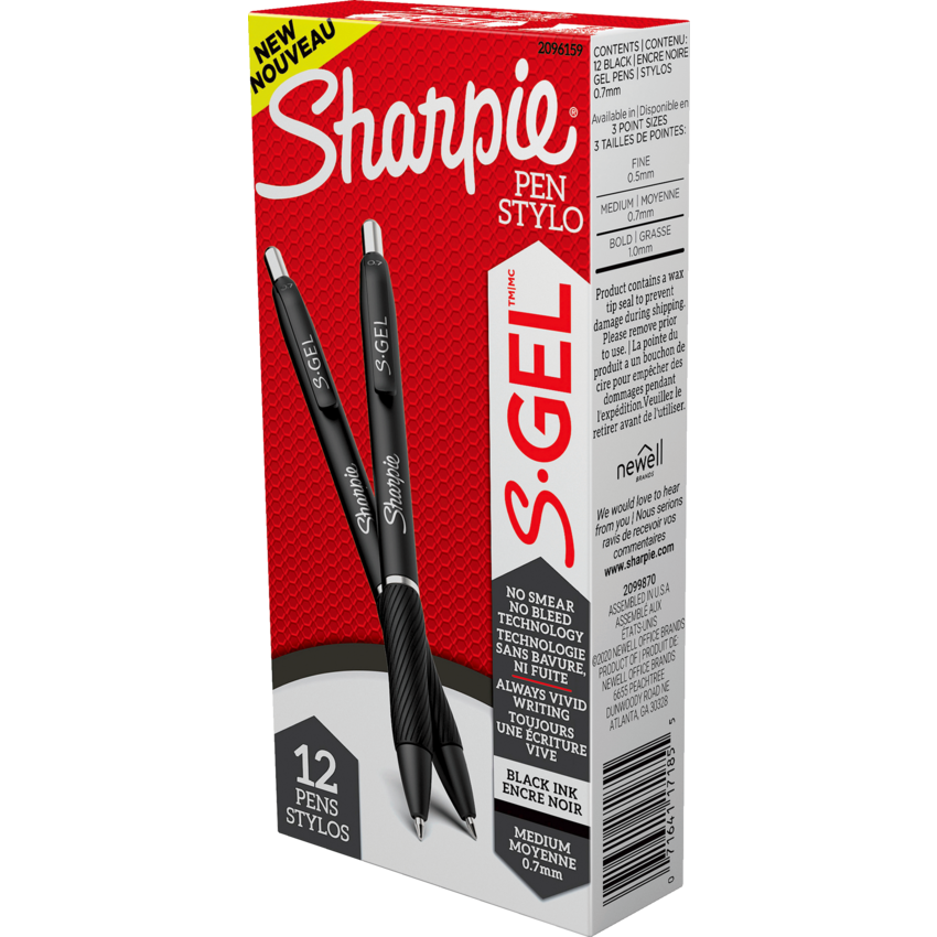 Sharpie® S-Gel® Retractable Pens 0.7 mm Black 12/box