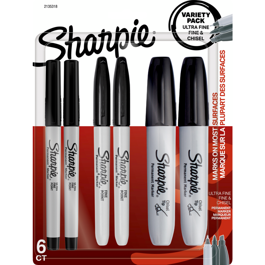 Sharpie® Permanent Markers Value Pack Black 6/pkg