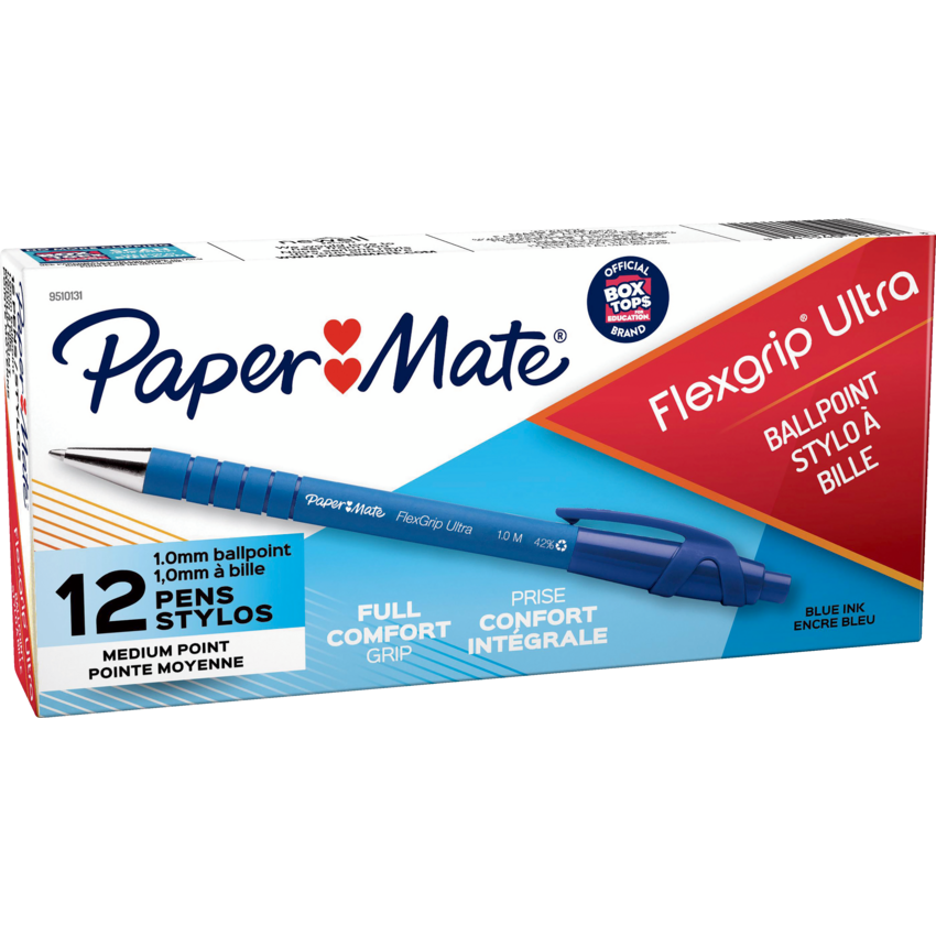 Paper Mate® FlexGrip® Ultra Retractable Ball Point Pen Medium Point Blue 12/box