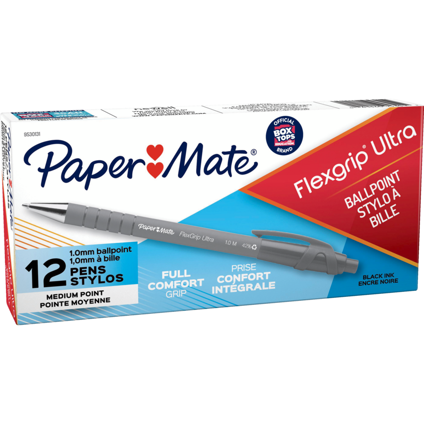 Paper Mate® FlexGrip® Ultra Retractable Ball Point Pen Medium Point Black 12/box