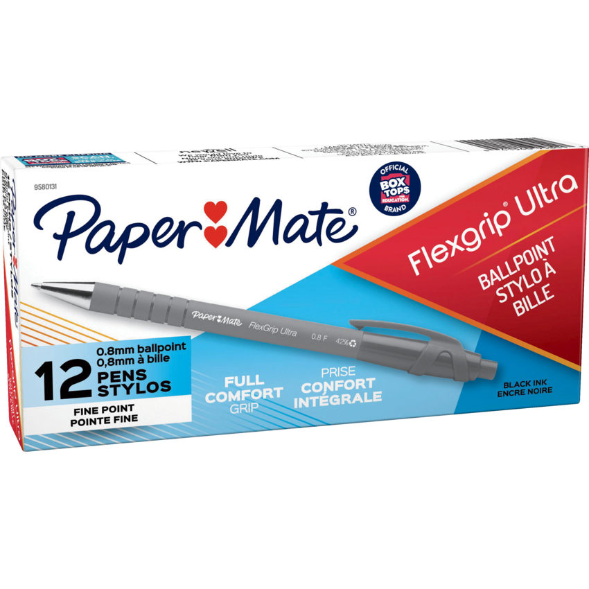 Paper Mate® FlexGrip® Ultra Retractable Ball Point Pen Fine Point Black 12/box
